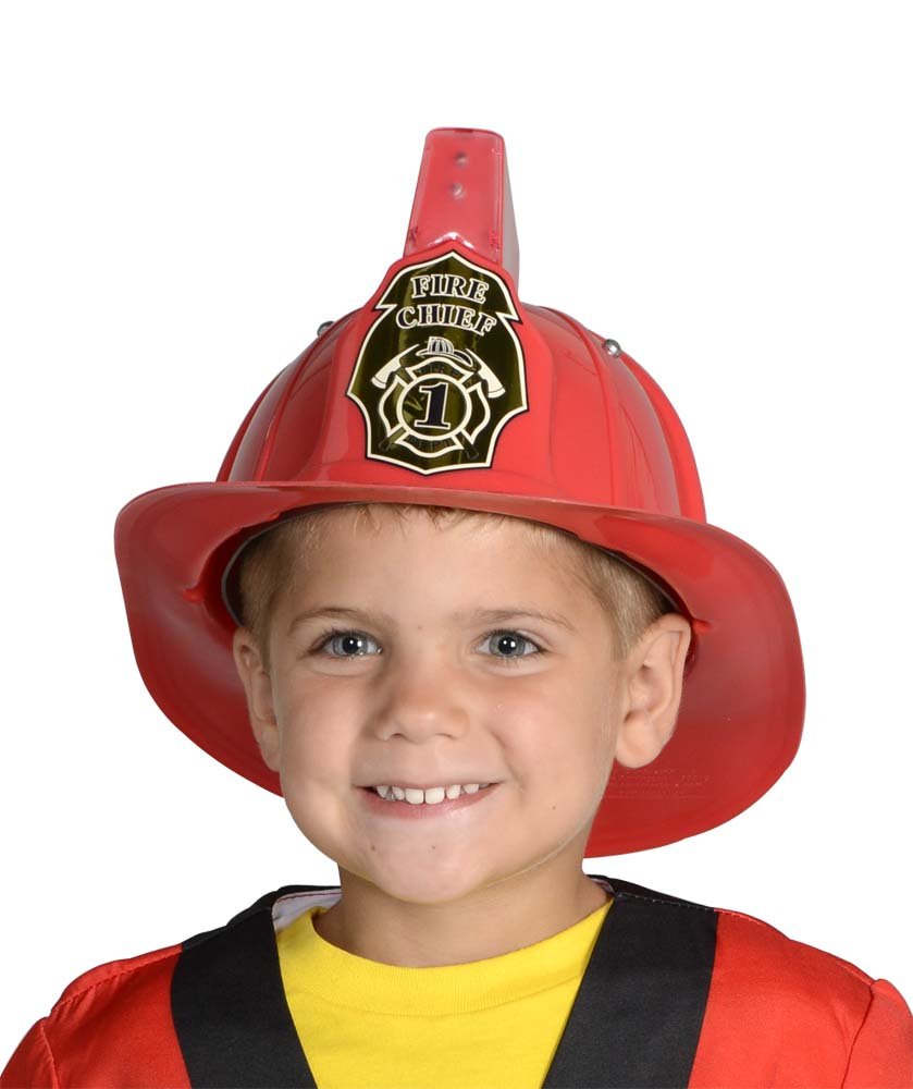 Jr. Fire Fighter Red Helmet w/Lights & Siren Costume Hat Child