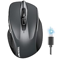 TECKNET Wireless Mouse (BT5.0/3.0 & 2.4G) Rechargeable 4800 DPI Silent Mouse 8 Buttons Bluetooth Mouse, USB A Mouse Wide Compatibility