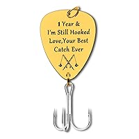 Anniversary Hook Gift for Him Her 1 Year Wedding Anniversary Fishing Lure Fisherman Gifts for Husband Boyfriend Fishing Lovers First Year Gift Wedding 1st Year Anniversary Hook Valentines Day Gift