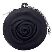 Menstrual Period Cup Case Storage Bag | Rose Design + Silicon Material | Easy to Carry, Clean, and Daily Use + Metal Chain + Reusable Zero Waste Period (Black)