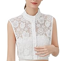 False Collar Detachable Half Shirt Blouse Fake Collar Hollow Out Ruffle Elegant Design for Women Girls