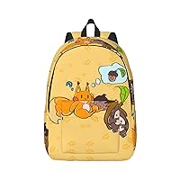 Stylish Canvas Casual Lightweight Backpack For Men, Women,Sunflower Seed Squirrel Laptop Travel Rucksack