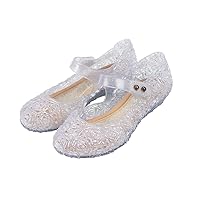 Princess Costumes Jelly Flats Shoes, Cosplay Birthday Party Dress Up Sandals for Little Girls, Toddler or Kids