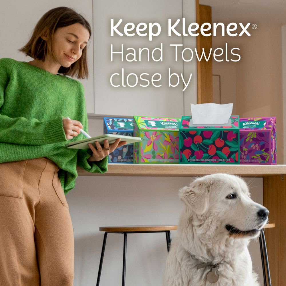 Kleenex Disposable Paper Hand Towels, 6 Boxes, 60 Tissues per Box (360 Total Tissues), Packaging May Vary