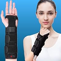 Carpal Tunnel Wrist Brace With 3 Removable Metal Splints and 2 Thumb Holes for Both Left Right Hand (2 Pack)