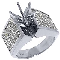 18k White Gold Princess Diamond Engagement Ring Semi Mount 4.48 Carats