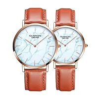 Women Men Quartz Watch with Dial Analog Display and Stainless Steel/Leather Band