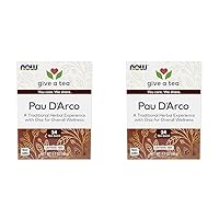 NOW Foods, Pau D'Arco Tea, A Traditional Herbal Experience, Overall Wellness, Premium Unbleached Tea Bags with No-Staples Design, 24-Count (Pack of 2)