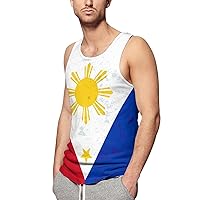 Retro Philippines Flag Men's Sleeveless Vest Fashion Print Tank Tops Shirt For Casual Gym Workout