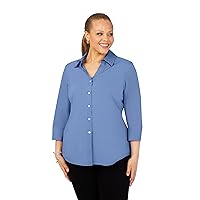 Foxcroft Women's Mary 3/4 Sleeve Stretch Solid Blouse