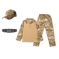 Child Camo Costume Children BDU Hunting Military Camouflage Uniform Suit Jacket Shirt & Pants with Hat Waistband (140)