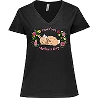 inktastic Our First Mother's Day - Cute Bunnies with Women's Plus Size V-Neck