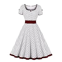Women's Vintage Retro Rockabilly 1950s Polka Dot Swing Dress