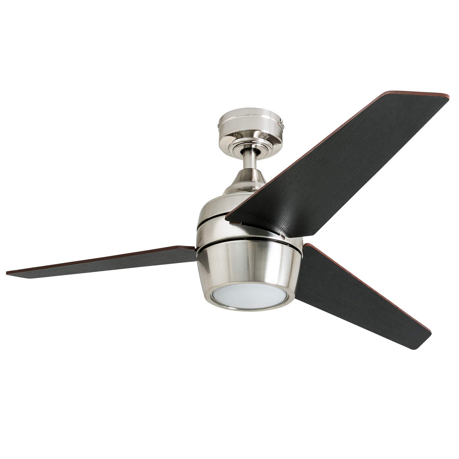 Honeywell Ceiling Fans Eamon, 52 Inch Modern Indoor LED Ceiling Fan with Light, Remote Control, Three Mounting Options, 3 Dual Finish Blades, Reversible Motor - 50604-01 (Brushed Nickel)