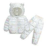 2 Piece Baby Down Jacket Boys Girls Winter Hooded Down Coat+Pants Clothing Sets Toddler Puffer Snowsuit