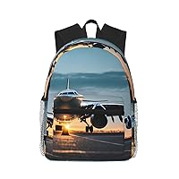 Lightweight Laptop Backpack,Casual Daypack Travel Backpack Bookbag Work Bag for Men and Women-Airplane in The Evening Light