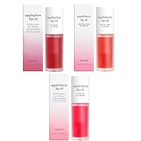 NOONI Korean Lip Oil - Appleberry, 0.12 Fl Oz, Korean Lip Oil - Applecherry, 0.12 Fl Oz + Korean Lip Oil - Appleplum, 0.12 Fl Oz Bundle