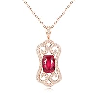 Fine Necklace 925 Sterling Silver Necklaces & Pendants Square Ruby Chain for Women Lady Girl Gifts