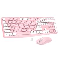 Wireless Keyboard and Mouse Combo, COLIKES 2.4G USB Cordless Mouse and Keyboard, 3 Level DPI Slim Ergonomic Mouse, Responsive Plug & Play for Computer Laptop PC - Full Size (Pink)