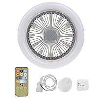 10.2inch 86V-265V Ceiling Fan with E27 Cable 30W Dimmable LED Lamp Timer Remote Control for Home Dorm Store Office E27 Lamp Shade