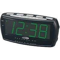 Jensen Compact AM/FM Alarm Clock Radio with Large Easy to Read Backlit LED Display