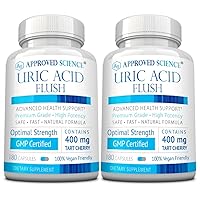 Uric Acid Flush with Folic Acid and Tart Cherry - 180 Capsules - 6 Month Supply - 2 Bottles