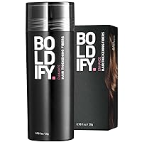BOLDIFY Hair Fibers (28g) Fill In Fine and Thinning Hair for an Instantly Thicker & Fuller Look - Best Value & Superior Formula -14 Shades for Women & Men - ASH BROWN