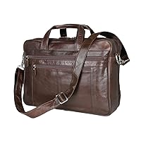 Men Black Coffee Genuine Leather Business Travel Bag 14'' 15.6'' Laptop Briefcase Portfolio Messenger Bags