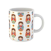 Coffee Mug Colorful Cute Matryoshka Traditional Russian Doll Nesting Babushka Matreshka 11 Oz Ceramic Tea Cup Mugs Best Gift Or Souvenir For Family Friends Coworkers