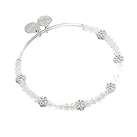 Alex and Ani AA769823SS,Floral Crystal Beaded Expandable Bangle Bracelet,Shiny Silver,Silver, Bracelets