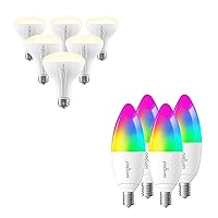 BR30 Soft White zigbee Bulb Bundle with Candle Color E12 zigbee Bulb, Smart Light Bulb Works with Alexa, Google Home, SmartThings, Indoor Flood Light for Cans, 650 LM E26, Smart Hub Required