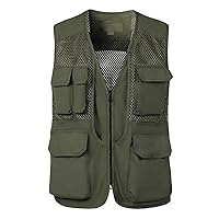 Men's Hunting Fishing Vest Summer Outdoor Mesh Work Journalist's Vest Jacket Casual Lightweight Travel Photo Vests