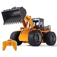 RC Truck Alloy Shovel Loader Tractor 2.4G Radio Control 4 Wheel Bulldozer 4WD Front Loader Construction Vehicle Electronic Toys Game Hobby Model with Light