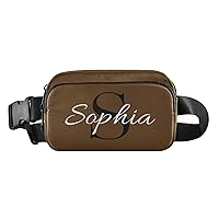 Custom Brown Fanny Pack for Women Men Personalizied Belt Bag Crossbody Waist Pouch Waterproof Everywhere Purse Fashion Sling Bag for Workout Running Travel