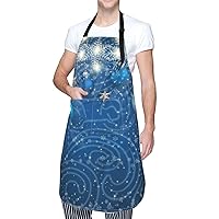 Blue Butterflies Printed Waterproof Apron With Adjustable Neck Strap Kitchen Apron Chef Bib For Women Men Cooking