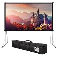 KODAK 150” Dual Projector Screen W/Stand - Fast Fold Gray Rear Projection Backdrop for Outdoor & Indoor Movies with Tripod, Outdoor Stability Kit, & Black Storage Carry Case