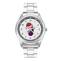 Cute Eggplant Merry Xmas Quartz Watch with Stainless Steel Band Casual Classic Wrist Watch for Men Women