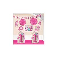 Amscan One Wild Girl 1st Birthday Room Decorating Kit, Large, Pink