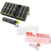 Weekly Pill Organizer Twice a Day(Green) and Weekly Pill Box Once a Day(Pink)