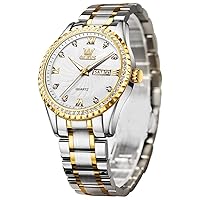 OLEVS Mens Watches Diamond Gold Dress Luxury Stainless Steel Waterproof Quartz Fashion Wrist Watches for Men with Date
