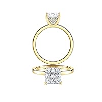 Diamond Wish IGI Certified 1 to 1 1/5 Carat Princess Cut Lab Grown Diamond Hidden Ribbon Halo Engagement Ring for Women in 14k Gold (E-F, VS-SI, cttw) Anniversary Promise Ring Size 4 to 9