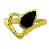 Genuine 0.92 Cts Black Onyx Heart Ring 14k Yellow Gold