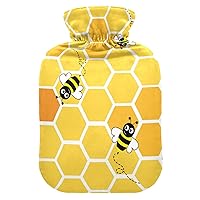 Hot Water Bottles with Cover Honey Bee Hot Water Bag for Pain Relief, Headaches, Feet and Bed Warmer 2 Liter