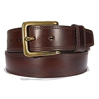 Carhartt Men's Standard Rugged Leather Engraved Buckle Belt, Brown w/OEB Finish, 48