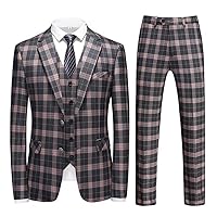 Plaid Men Suit Set Wedding Spring Autumn Elegant 3 Pieces Business Casual Suits for Men Top