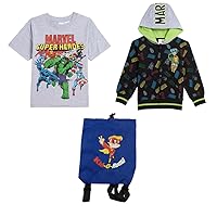 Marvel Super Heros Boys Zip Hoodie with Super-Heros Avengers T- Shirt And Bonus Backpack