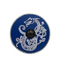 Viking Shield - Solid Wood, Forged Knight Boss Medieval Round Shield Cosplay Decoration Accessory