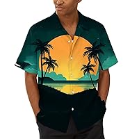 Hawaiian Shirt for Men Lapel Printed Shirts Short Sleeve Button Down Shirt Beach Holiday Top Summer Tropical Shirts