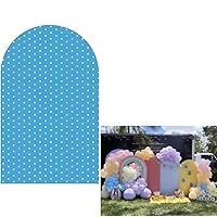 Arched Backdrop 2.5x6ft Arch Stretchy Background Blue with White Dots Covers for Birthday Party Decorations Wedding Banquet Bridal Shower Easter Banner HP-360