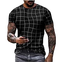 Summer T-Shirts for Men Funny 3D Digital Colors Pattern Graphic Tees Short Sleeve Crew Neck Classic Fit Shirt Tops